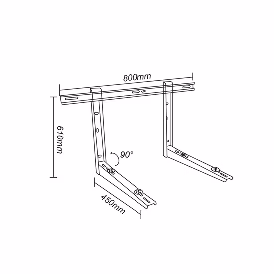 Staffa per condizionatore d'aria per montaggio a parete con staffa CA per esterni di alta qualità con barra trasversale di rinforzo/